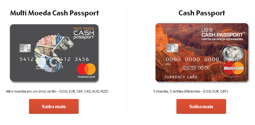 Cartão cash passport pré-pago internacional