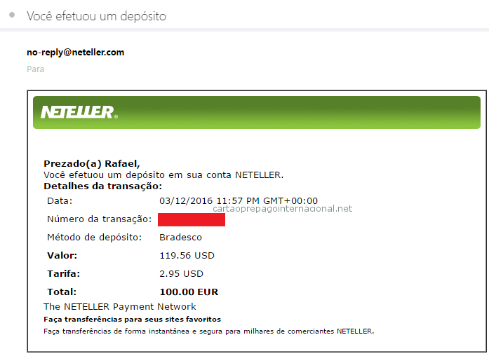 Efetuado Novo Deposito na sua conta NETELLER Efetuado Novo Deposito na sua conta NETELLER