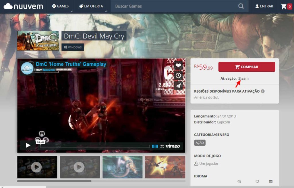 Nuuvem DmC Devil May Cry PC | Cartão Pré-Pago Internacional Nuuvem DmC Devil May Cry PC