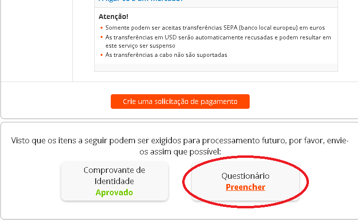 Formulario (Questionário) Global Payment Services Formulario (Questionário) Global Payment Services
