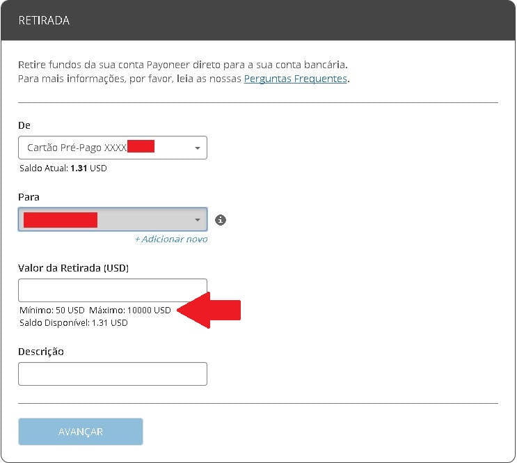 Mínimo retirada conta bancária na Payoneer Mínimo retirada conta bancária na Payoneer