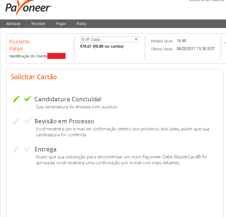 Pedir novo Cartão Payoneer euro 3 Pedir novo Cartão Payoneer euro 3