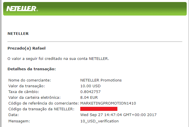 NETELLER paga os 10 dólares por verificar a conta NETELLER paga os 10 dólares por verificar a conta