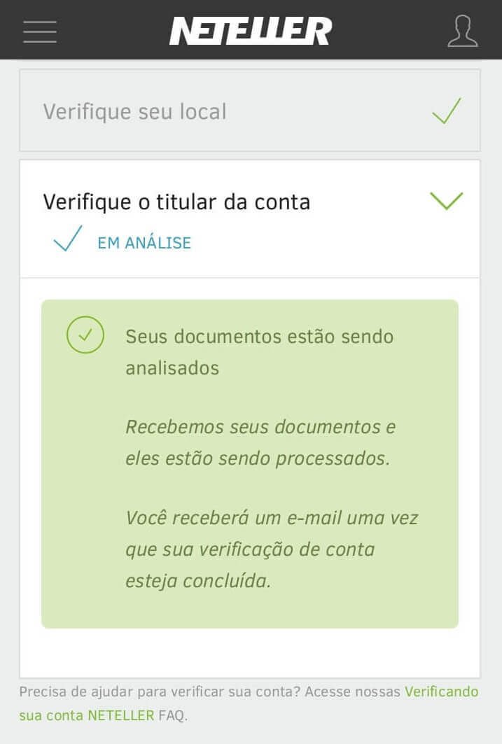 Verificação da conta NETELLER 11 Verificação da conta NETELLER 11