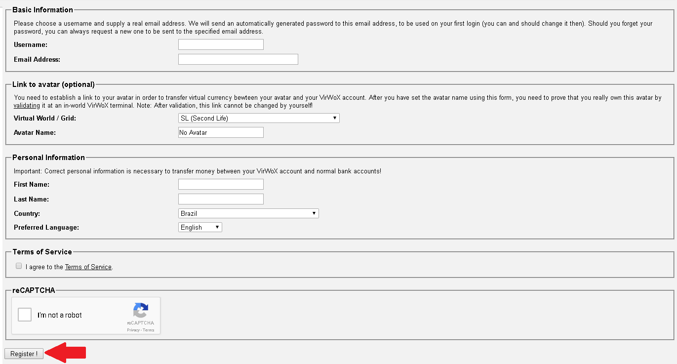 VirWox criar conta registro 2 Criar conta na VirWox 2