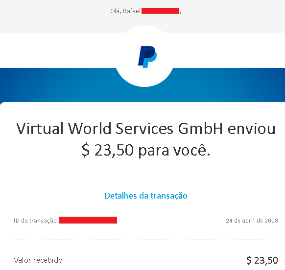 Virwox Comprovante Pagamento para Paypal VirWox Comprovante Pagamento para Paypal