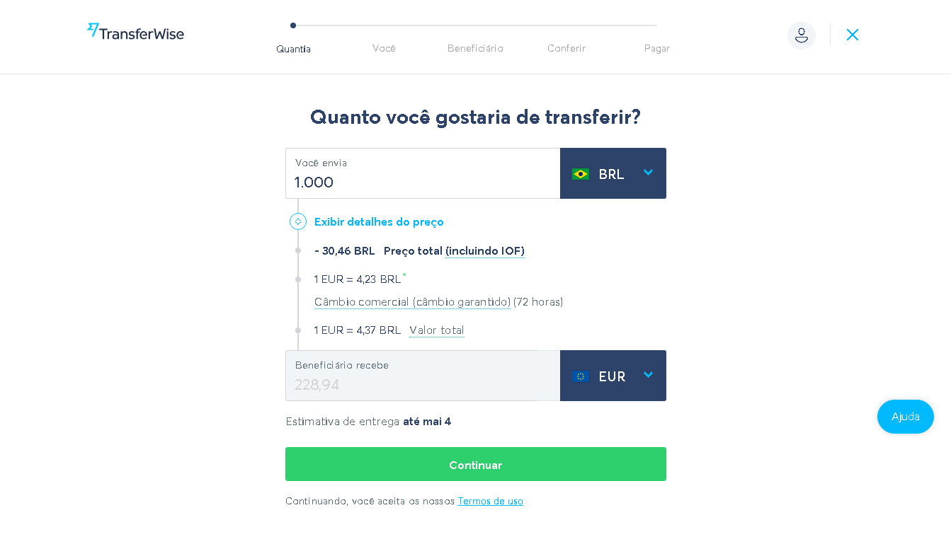 TransferWise Quanto Gostaria Transferir TransferWise Quanto Gostaria de Transferir
