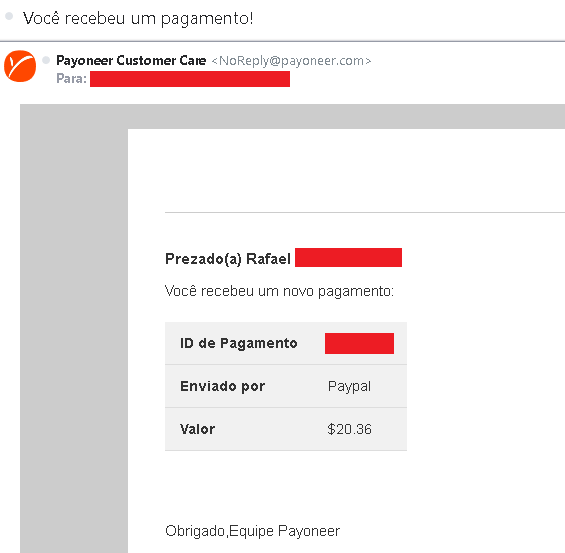 E-mail Payonner de pagamento recebido do Paypal E-mail Payonner de pagamento recebido do Paypal