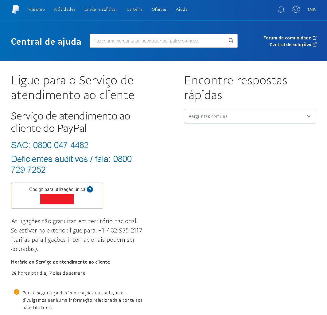 Serviço de atendimento do Paypal - SAC Serviço de atendimento do Paypal - SAC