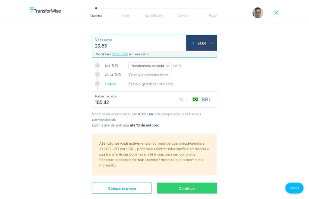 Transferwise quantia Transferwise quantia
