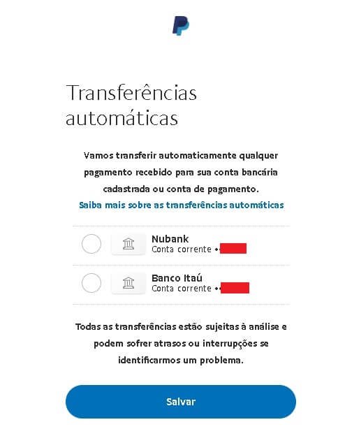 Paypal Transferencias Automaticas Atualizar 2 | Cartão Pré-Pago Internacional Ativando Transferências automáticas no Paypal - escolhendo a conta bancária